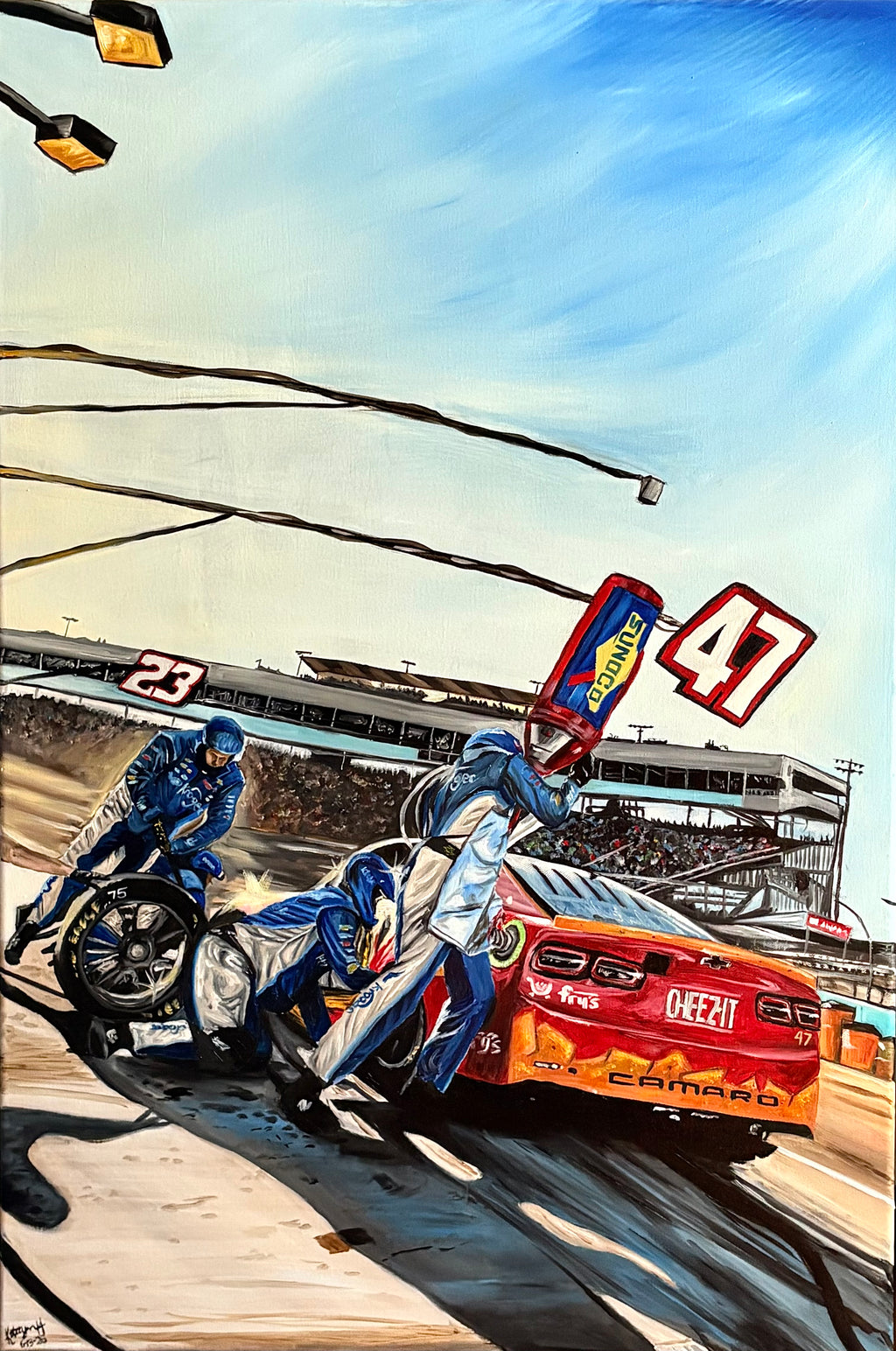 Ricky Stenhouse Jr. & Pit Crew — Original Oil Painting