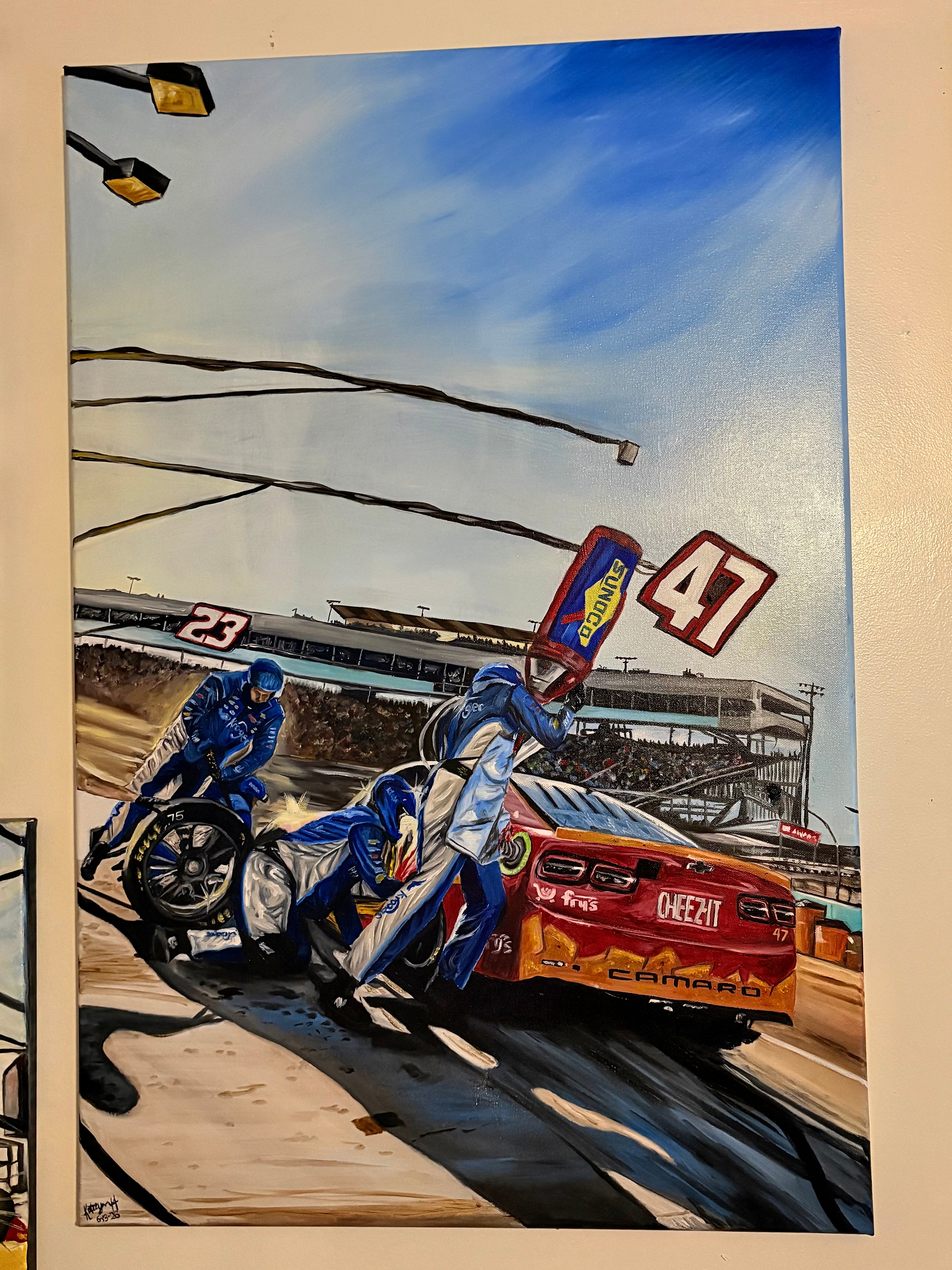 Ricky Stenhouse Jr. & Pit Crew — Original Oil Painting